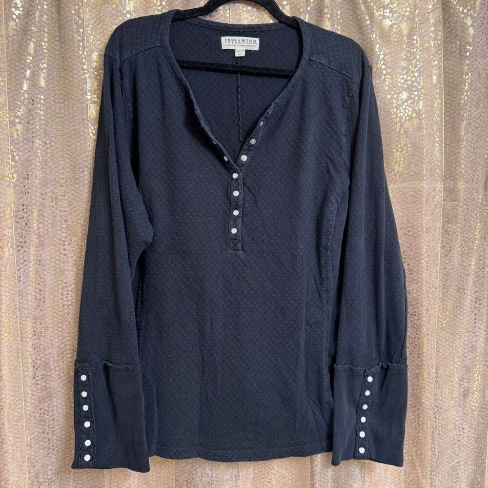 Idyllwind Miranda Lambert Black Textured Pearl Button Henley Shirt 3XL